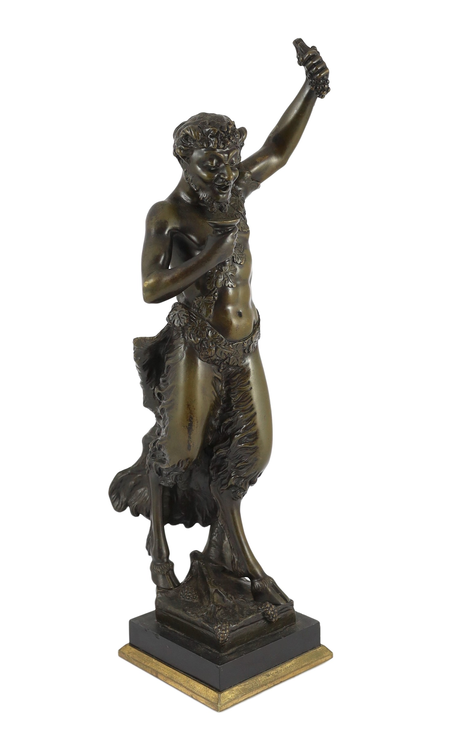 After Clodion. A bronze figure of a Bacchic satyr, height 50cm